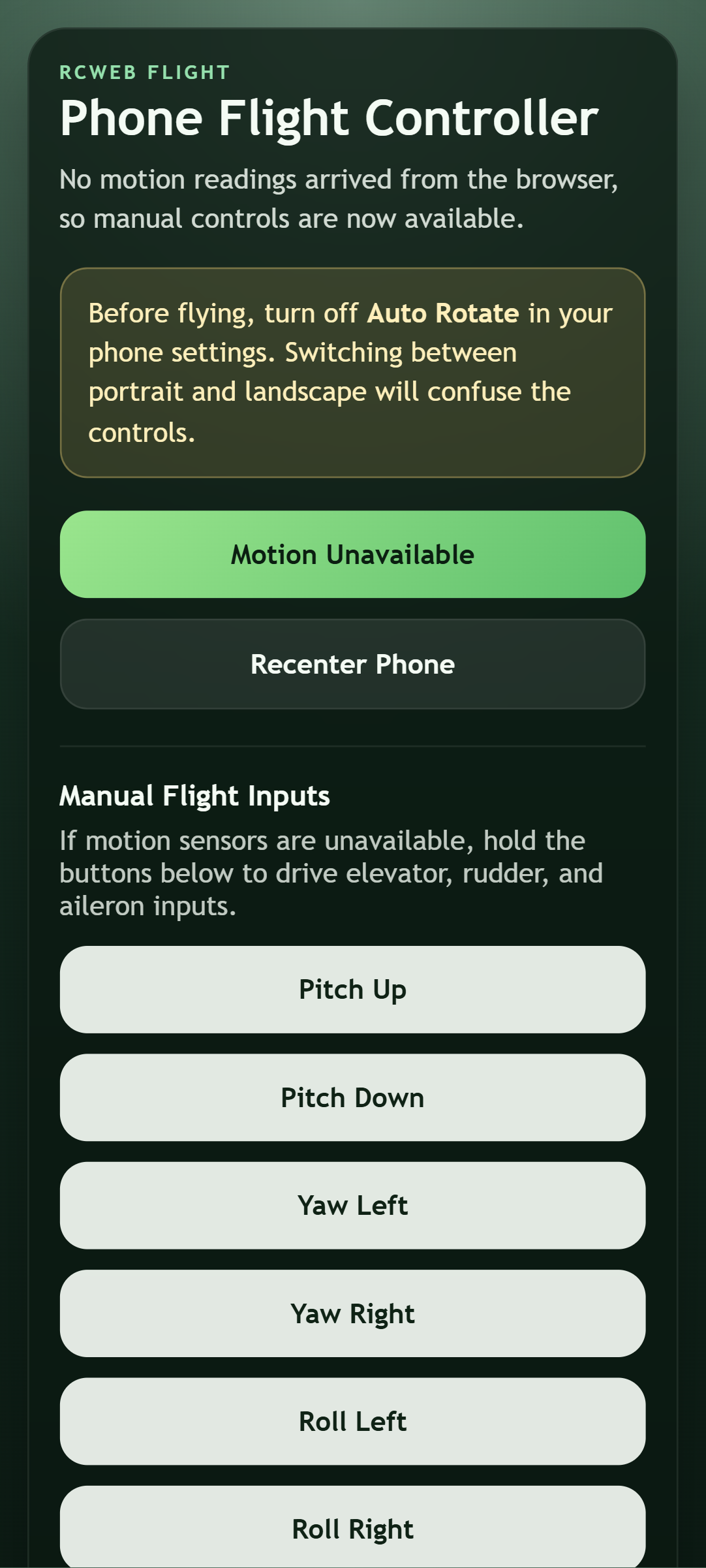 Flight Control App screenshot